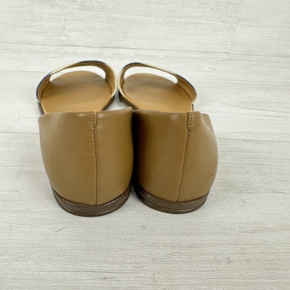 J. Crew Peep Toe Flats Slip On Sandals Women Size‎ 9 Ikat Print Blue Brown - Picture 5 of 12